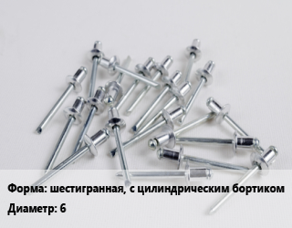 Заклепка шестигранная, с цилиндрическим бортиком 6, шт, резьбовая цена от 15.75 Тг / шт, где купить, условия доставки в Актау и Мангистауской области